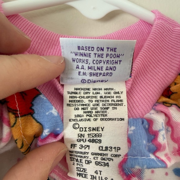 Vintage Disney Girls 4T Winnie The Pooh Kids Pajama Top- RARE patchwork ruffles - Picture 3 of 8